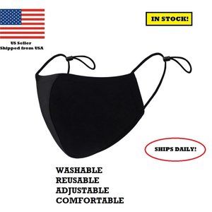 Black 100% Cotton Face Mask, Washable, Reusable